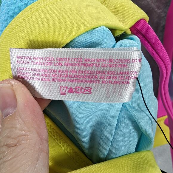 No Boundaries Bikini Top Womens 2X 19-21 Juniors Swimsuit Blue Pink Beachy Retro - Picture 10 of 10